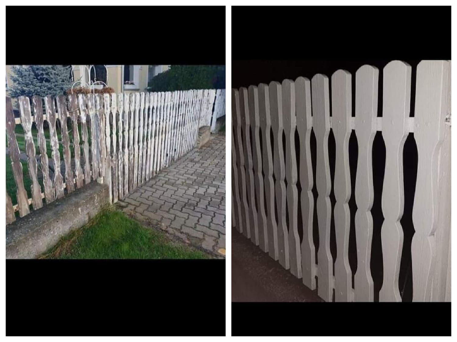 Fakerítés mázolása – kopott és felújított állapot
